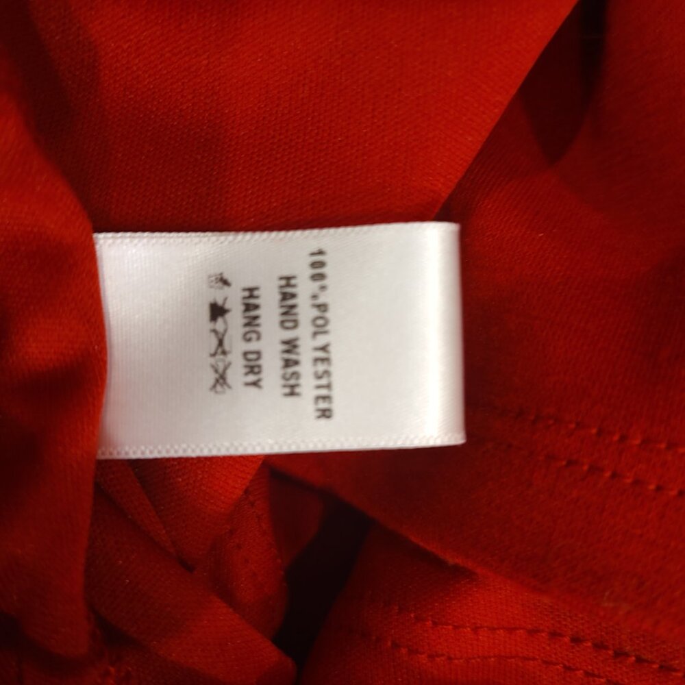 Red Dress, flared sleeves, black gingham, party dress by Basically, made in USA - Picture 8 of 8